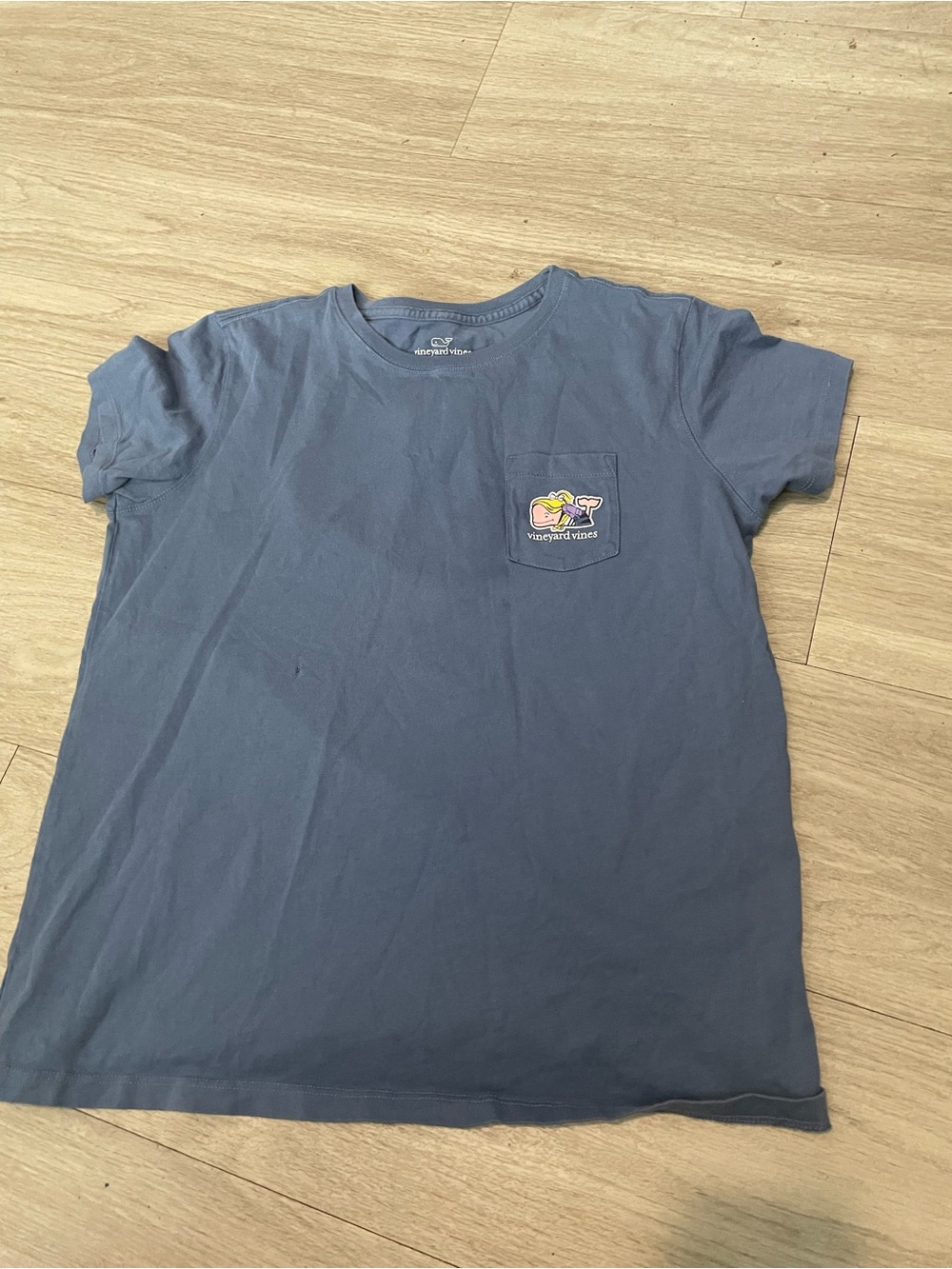 Vineyard Vines Kids Short Sleeve Pocket Tee - Slate Blue with Multicolor Logo